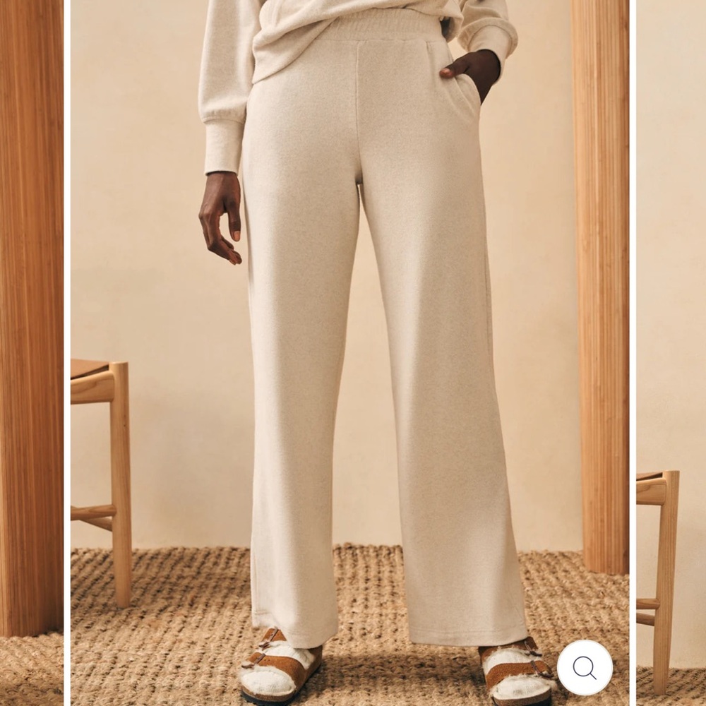 Faherty Legend Lounge Off-White Wide Leg Pant - Picture 2 of 8